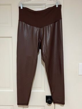 Maternity Brown Faux Leather Leggings